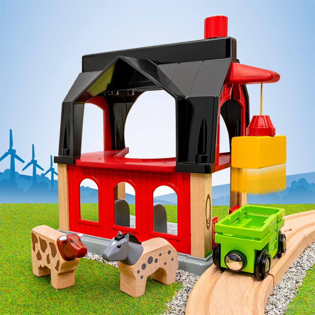brio-36012-tierscheune-mit-heuwaggon-bauernhof-zubeh-r-f-r-holzbahn image 3