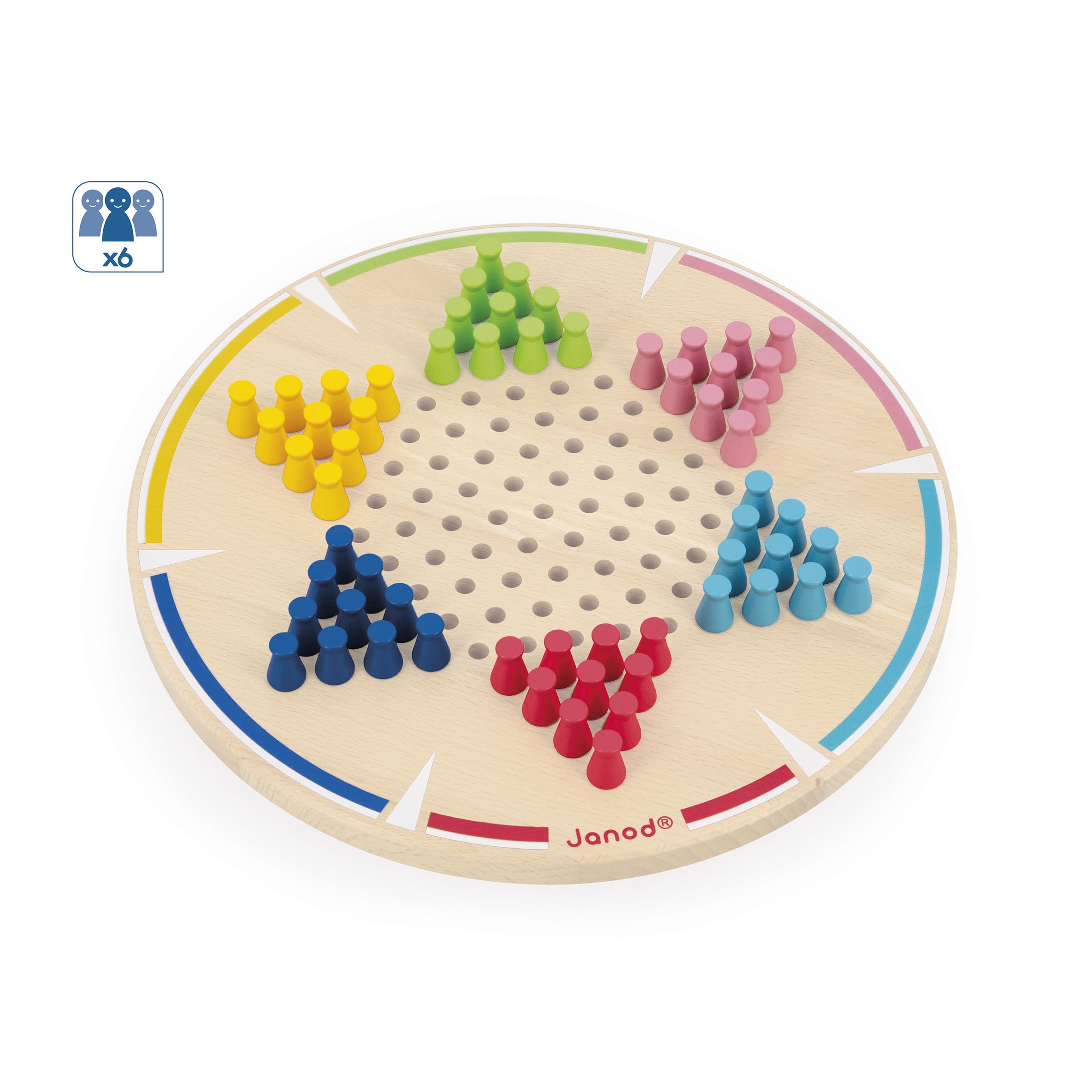janod-meine-ersten-chinesischen-damen-holz-brettspiel-mit-60-steinen-2-6-spieler image 5