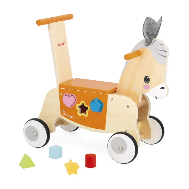 janod-j03325-holzlauflernwagen-esel-mit-setzkasten image 1