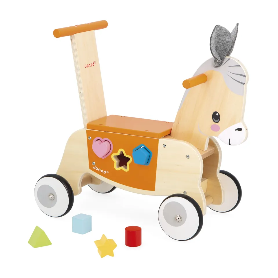 janod-j03325-holzlauflernwagen-esel-mit-setzkasten image 1