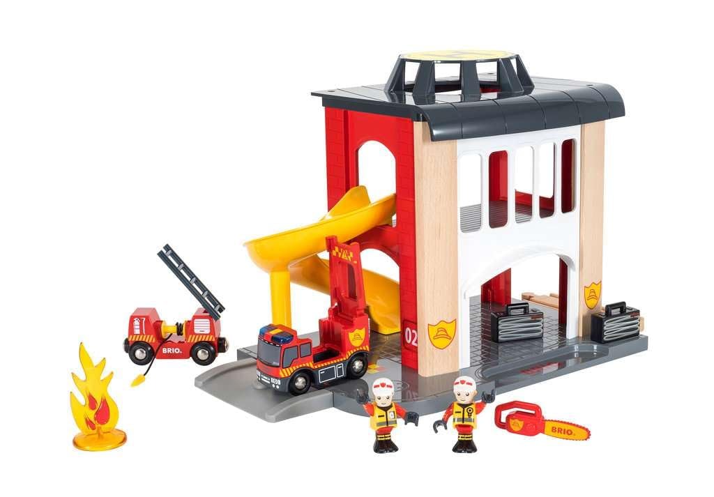 brio-world-gro-e-feuerwehr-station-feuerwache-mit-auto-und-sound image 3