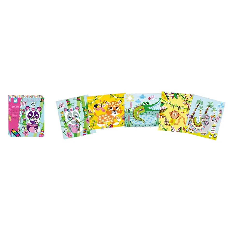 janod-les-ateliers-du-calme-panda-und-freunde-fingertupf-malset-mit-5-karten image 1
