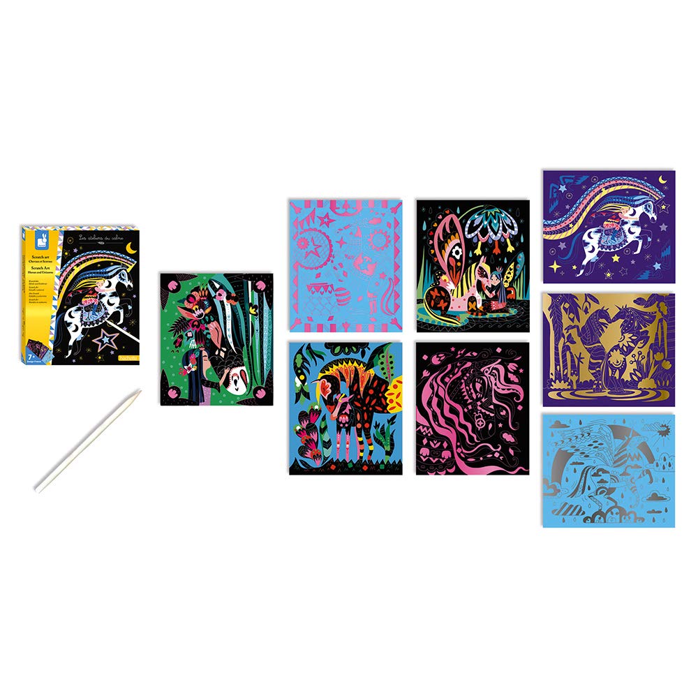 janod-scratch-art-pferde-und-einh-rner-rubbelkarten-bastelset-mit-8-karten image 2