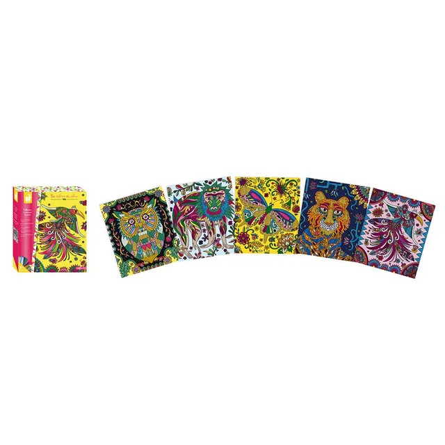 janod-kreativ-set-glanzkarten-tropical-5-st-ck-bekleben-mit-metallplatten-und-gl image 1