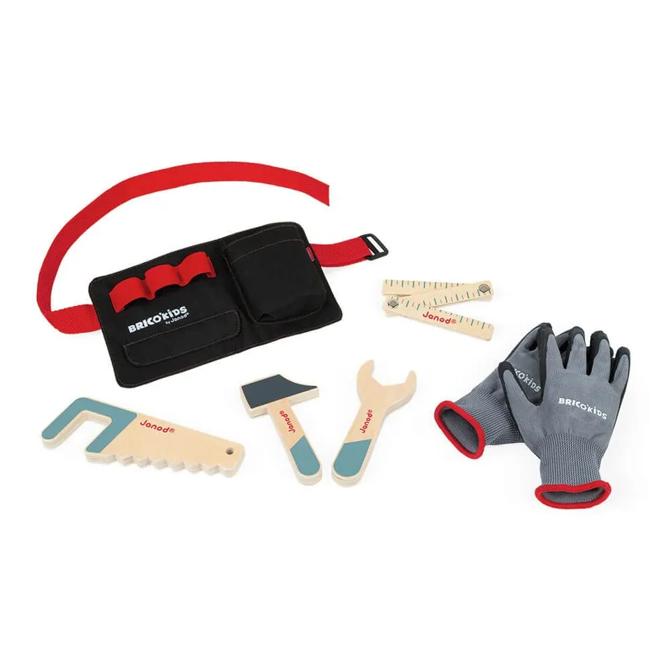 janod-brico-kids-j06475-werkzeugg-rtel-holz-mit-handschuhen image 1