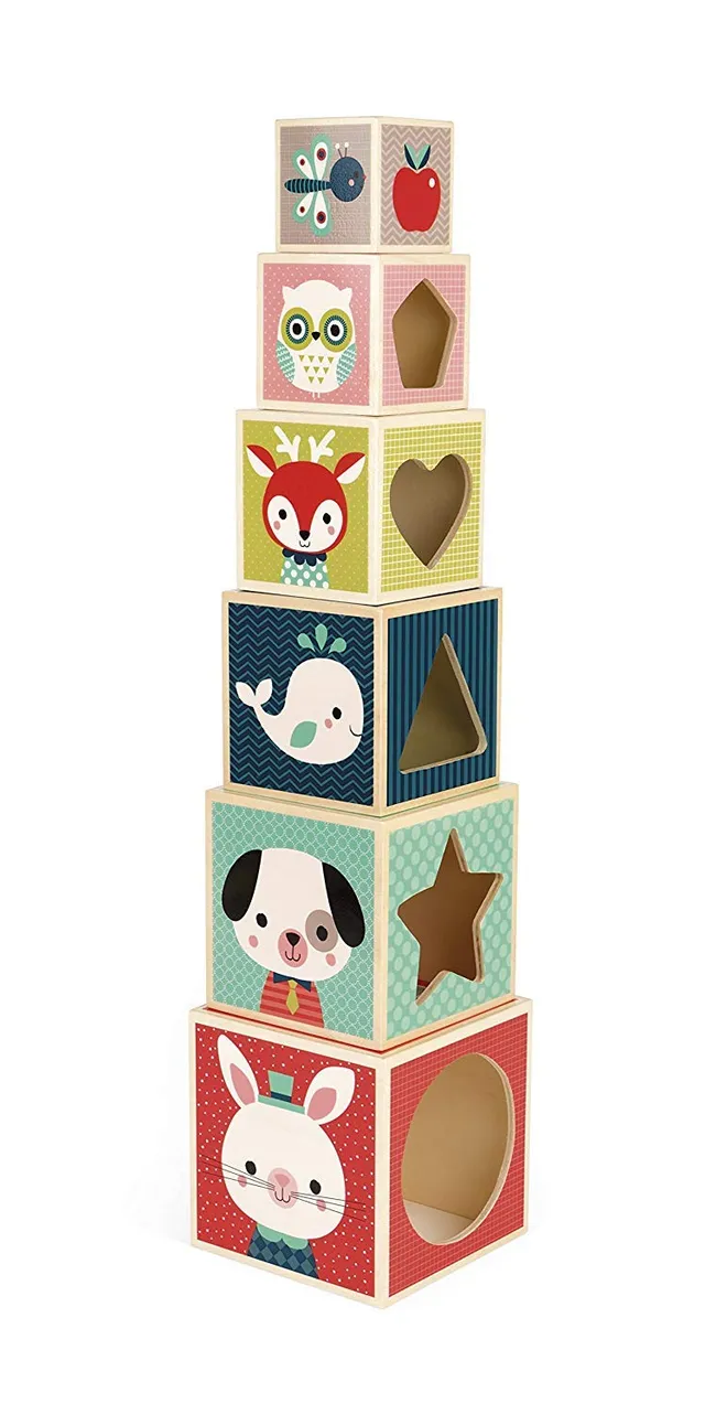 janod-baby-forest-holz-pyramide-stapelw-rfel-6-teilig-j08016 image 1