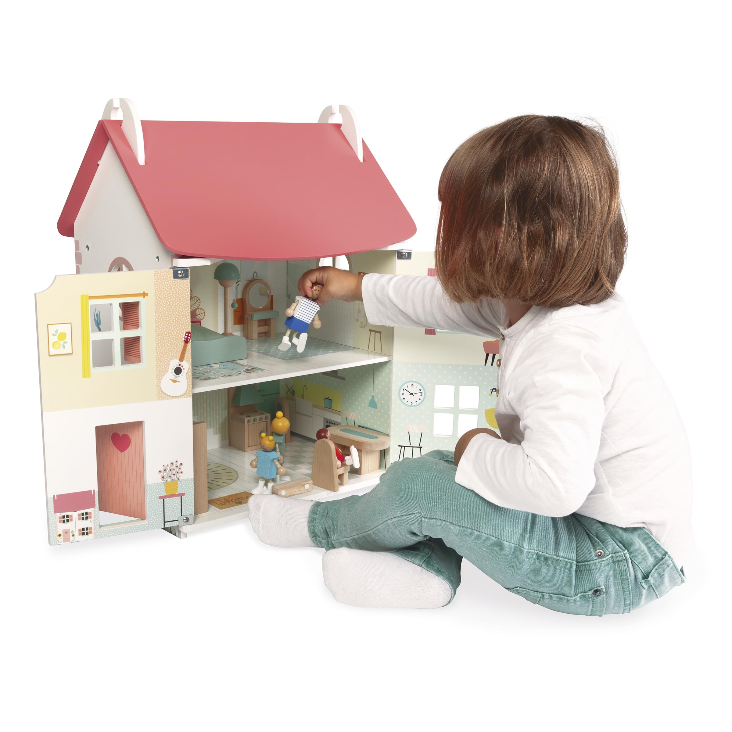 janod-mein-erstes-puppenhaus-aus-holz-3-etagen-15-teilig-ab-3-jahren image 5