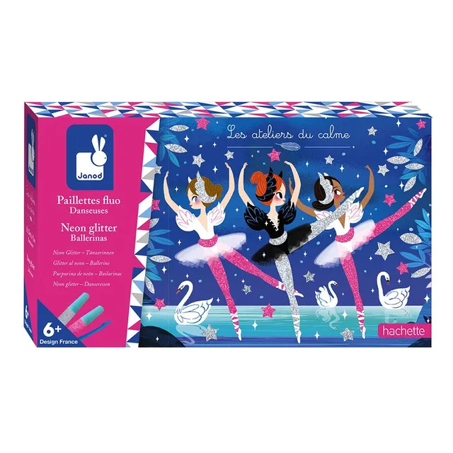janod-les-ateliers-du-calme-neon-glitter-ballerinas-kratzbilder-ab-6-jahre image 1