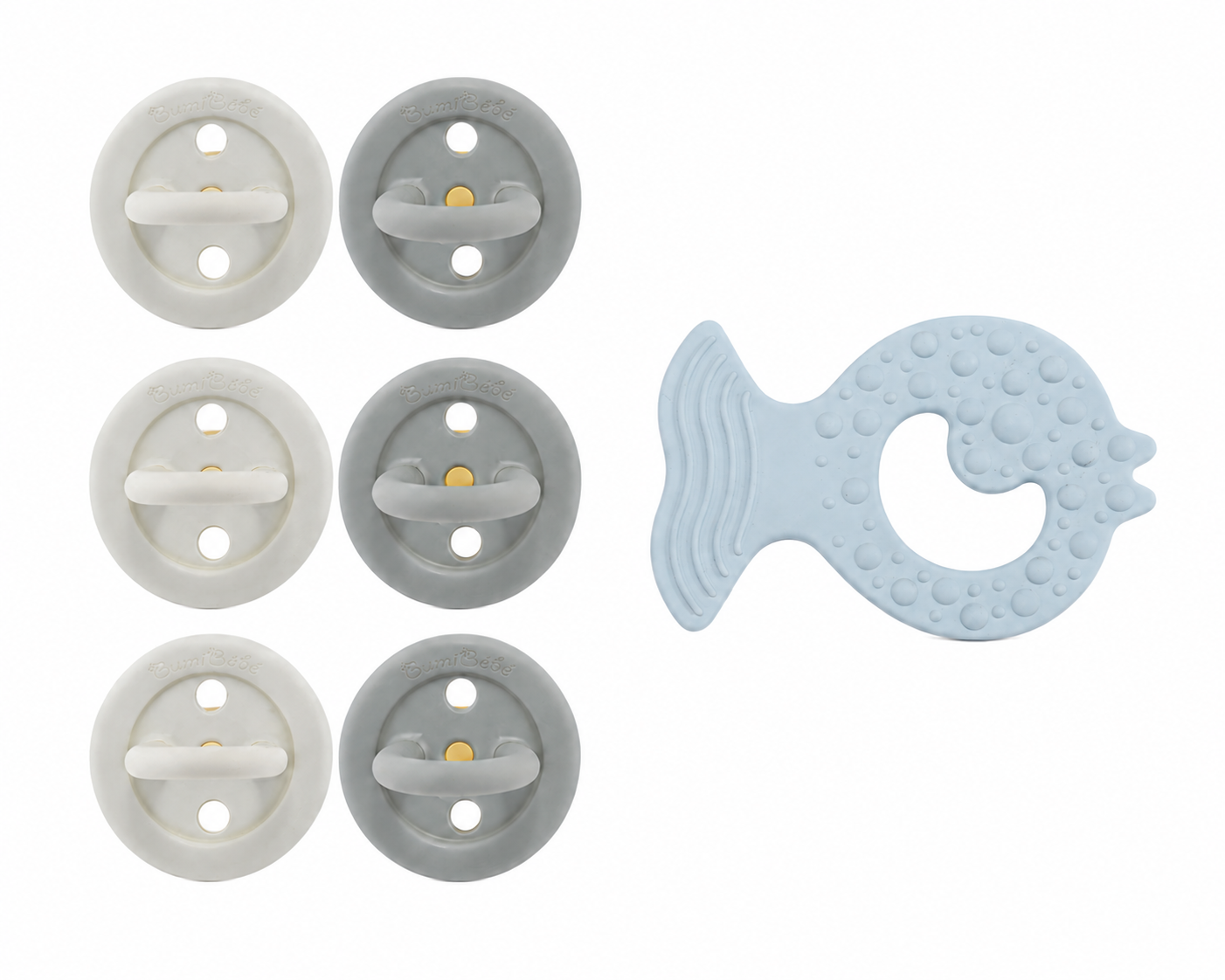 hevea-baby-essential-everyday-set-6x-bumi-b-b-schnuller-fisch-bei-ring image 1