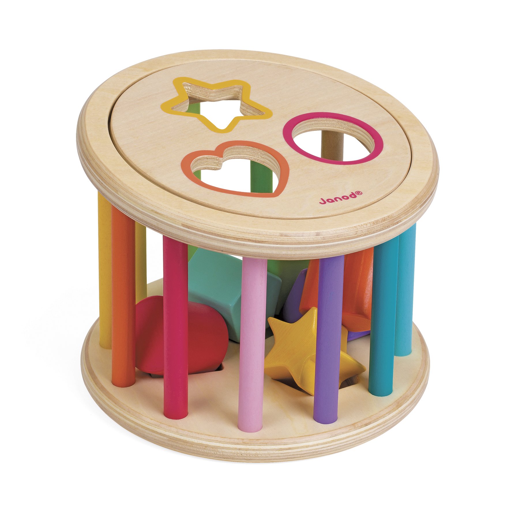 janod-holz-sortierspiel-rolltrommel-steckbox-j05336 image 1