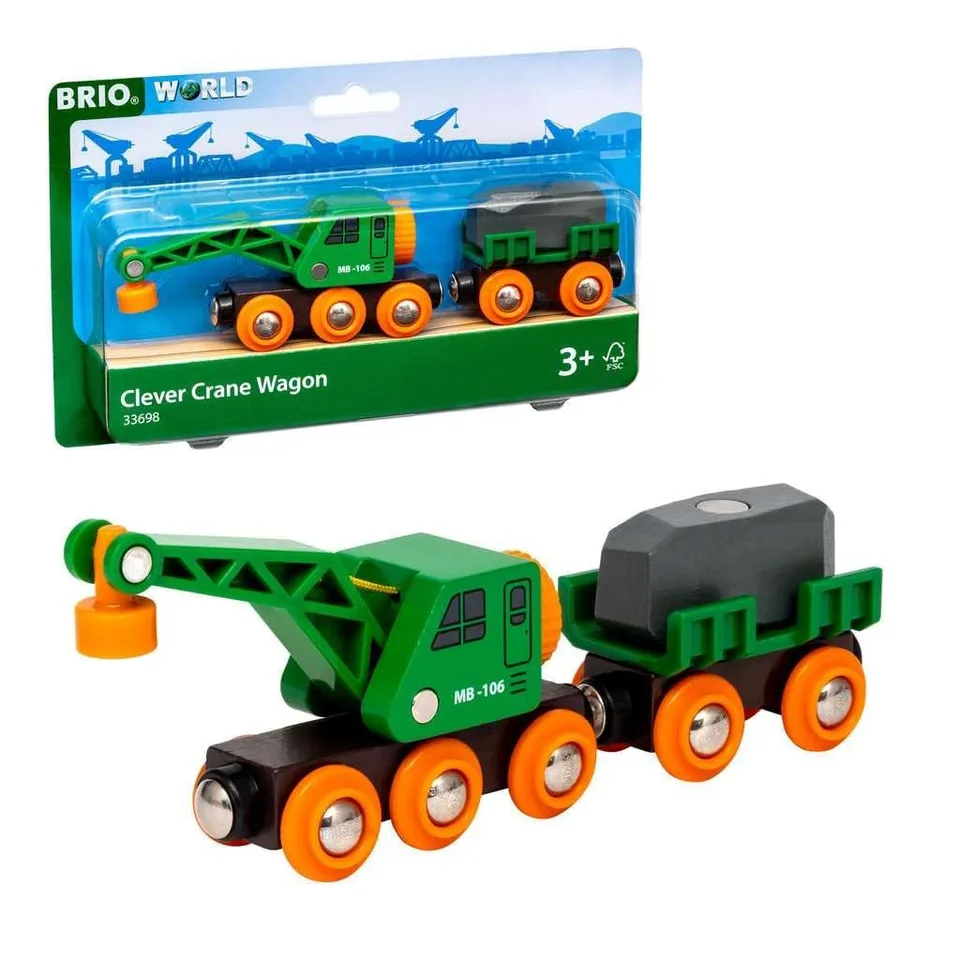 brio-world-gr-ner-kranwagen-mit-anh-nger-und-fracht-holzeisenbahn-zubeh-r-mit-fe image 1
