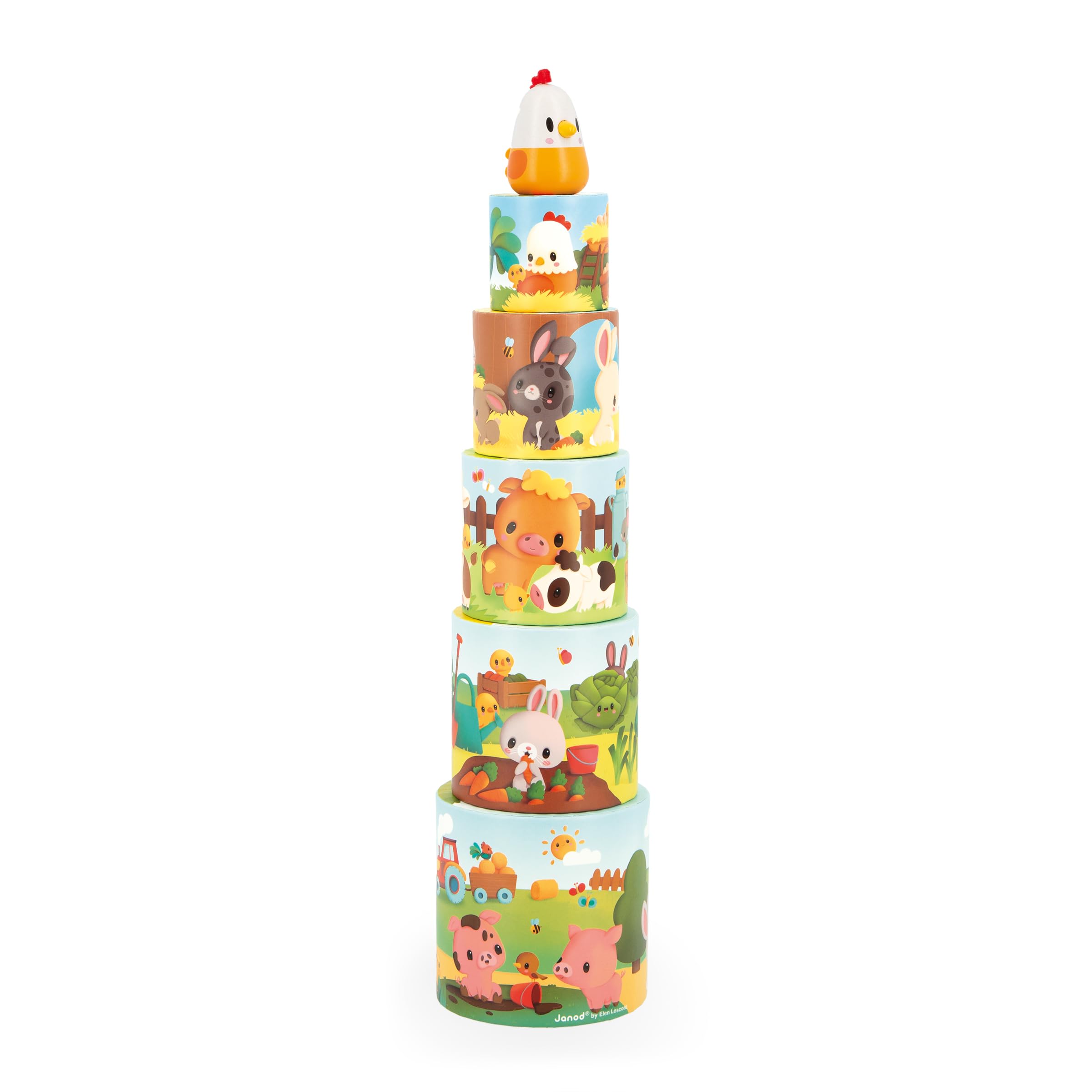 janod-meine-erste-pyramide-bauernhoftiere-j03310-stapelpyramide image 1