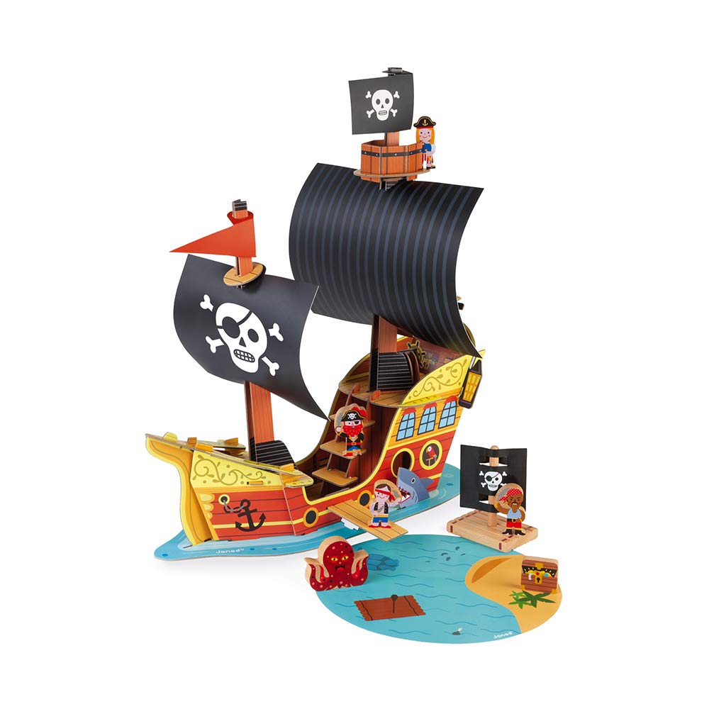janod-story-piratenschiff-j08579-mit-7-holzfiguren-ab-3-jahren image 1