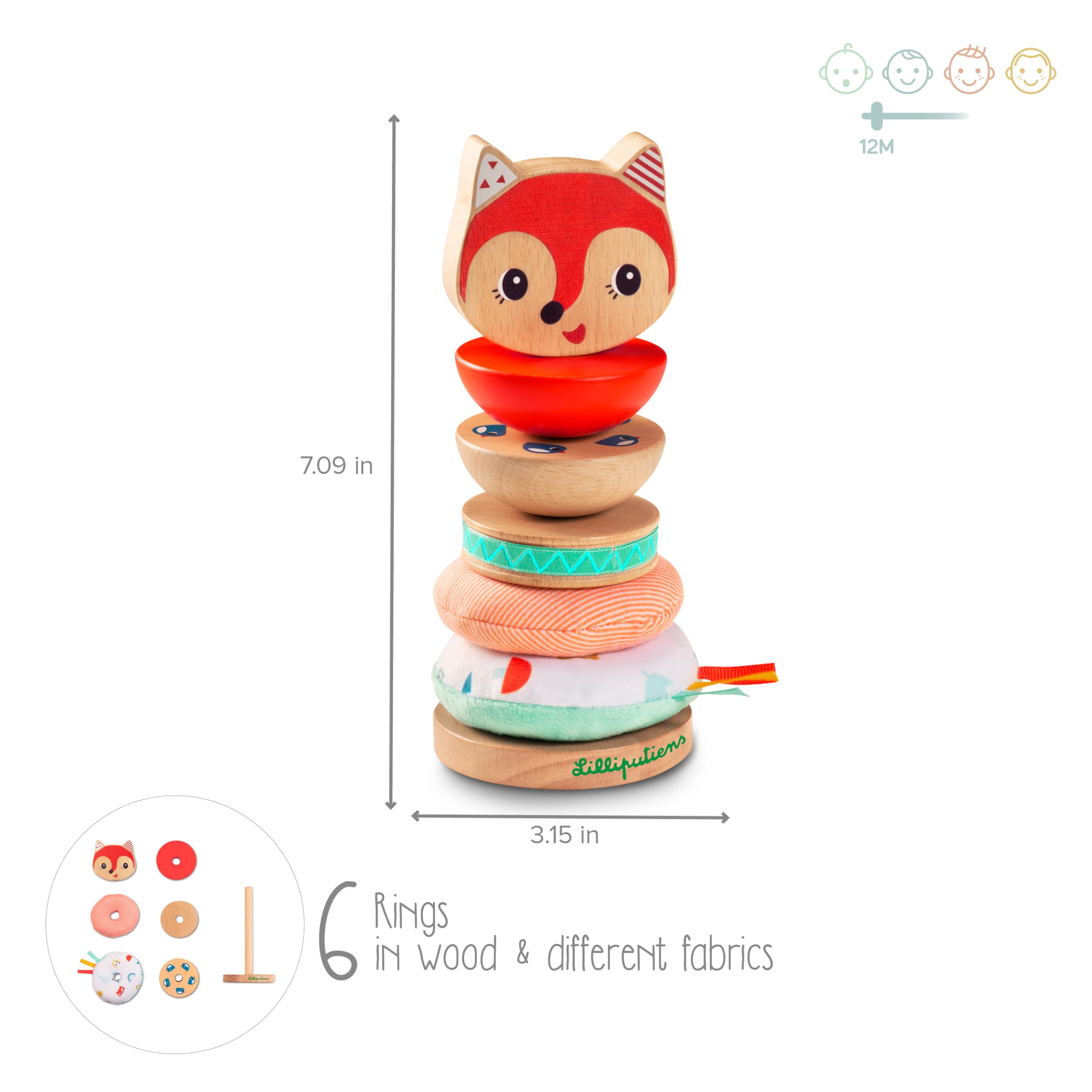 lilliputiens-alice-stapelpyramide-sensorik-stapelspiel-6-teilig-fuchs-ab-12-mona image 3