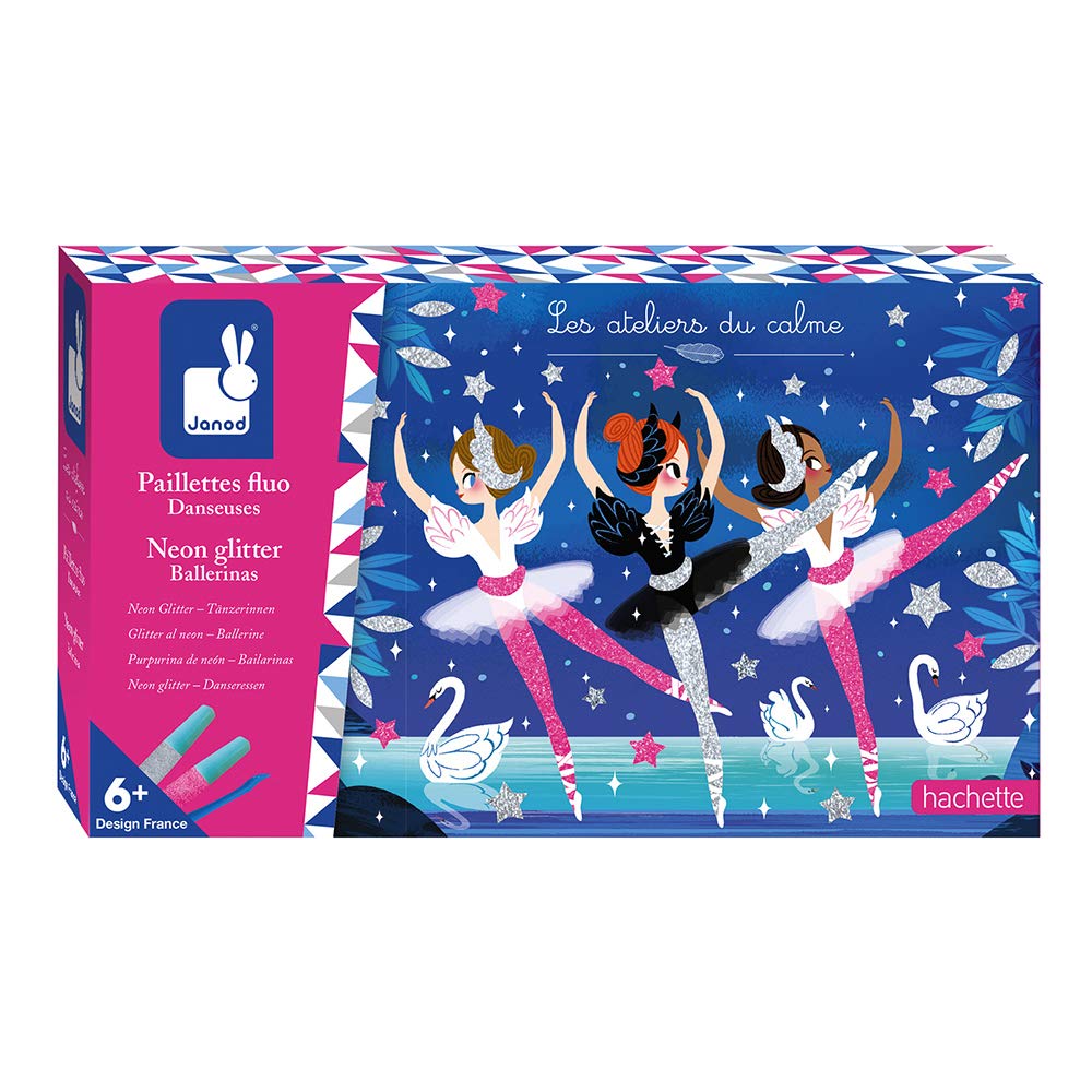 janod-les-ateliers-du-calme-neon-glitter-ballerinas-kratzbilder-ab-6-jahre image 1