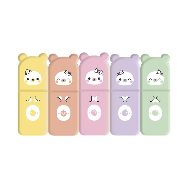 janod-set-mit-5-mini-textmarkern-pastell-mit-tiermotiven-5-cm-ab-6-jahren image 1