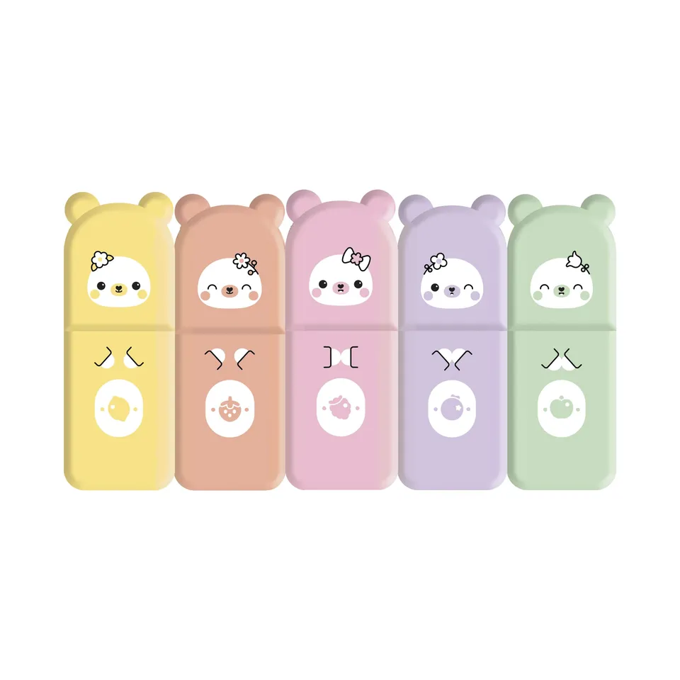 janod-set-mit-5-mini-textmarkern-pastell-mit-tiermotiven-5-cm-ab-6-jahren image 1