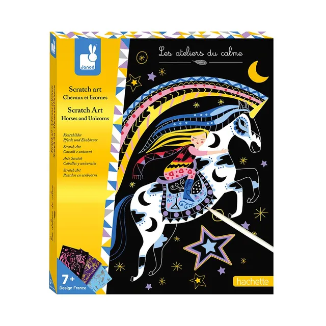 janod-scratch-art-pferde-und-einh-rner-rubbelkarten-bastelset-mit-8-karten image 1
