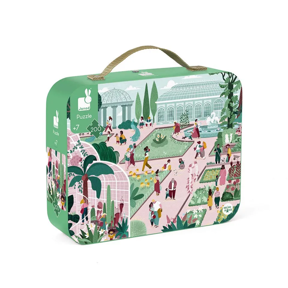 janod-puzzle-botanischer-garten-200-teile-mit-koffer-ab-7-jahren-j02672 image 1