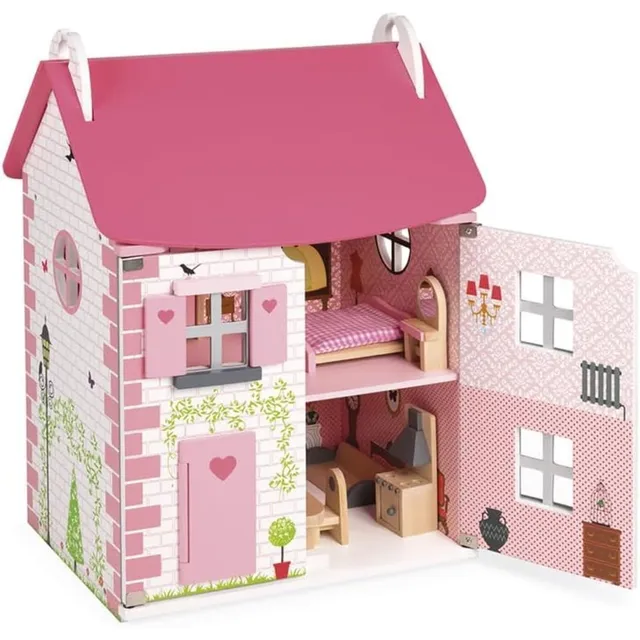 janod-mademoiselle-holz-puppenhaus-3-etagen-mit-11-zubeh-rteilen image 1