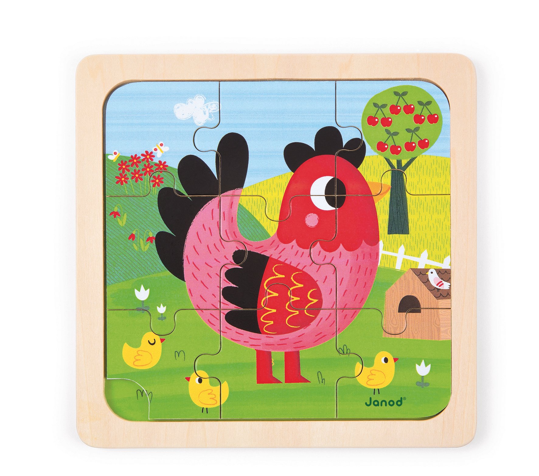 janod-j07064-holzpuzzle-violette-huhn-9-teile-18-36-monate image 2