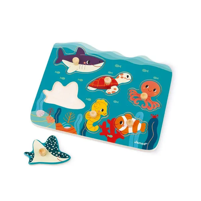 janod-j08619-knopf-puzzle-holz-6-teile-meerestiere-wwf image 1