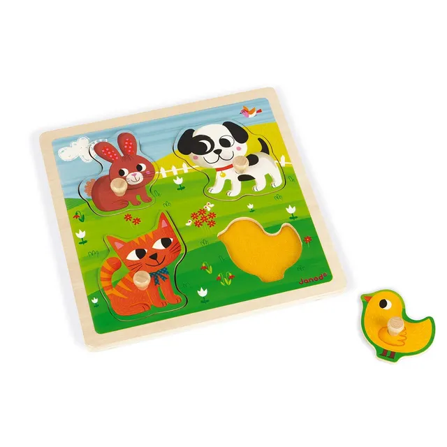 janod-tast-puzzle-meine-ersten-tiere-holz-4-teile-ab-12-monaten image 1