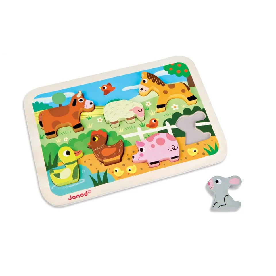 janod-chunky-puzzle-bauernhoftiere-j07055-holz-steckpuzzle-7-teile image 1