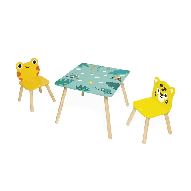 janod-tropik-holztisch-mit-2-st-hlen-frosch-jaguar-j08273 image 1