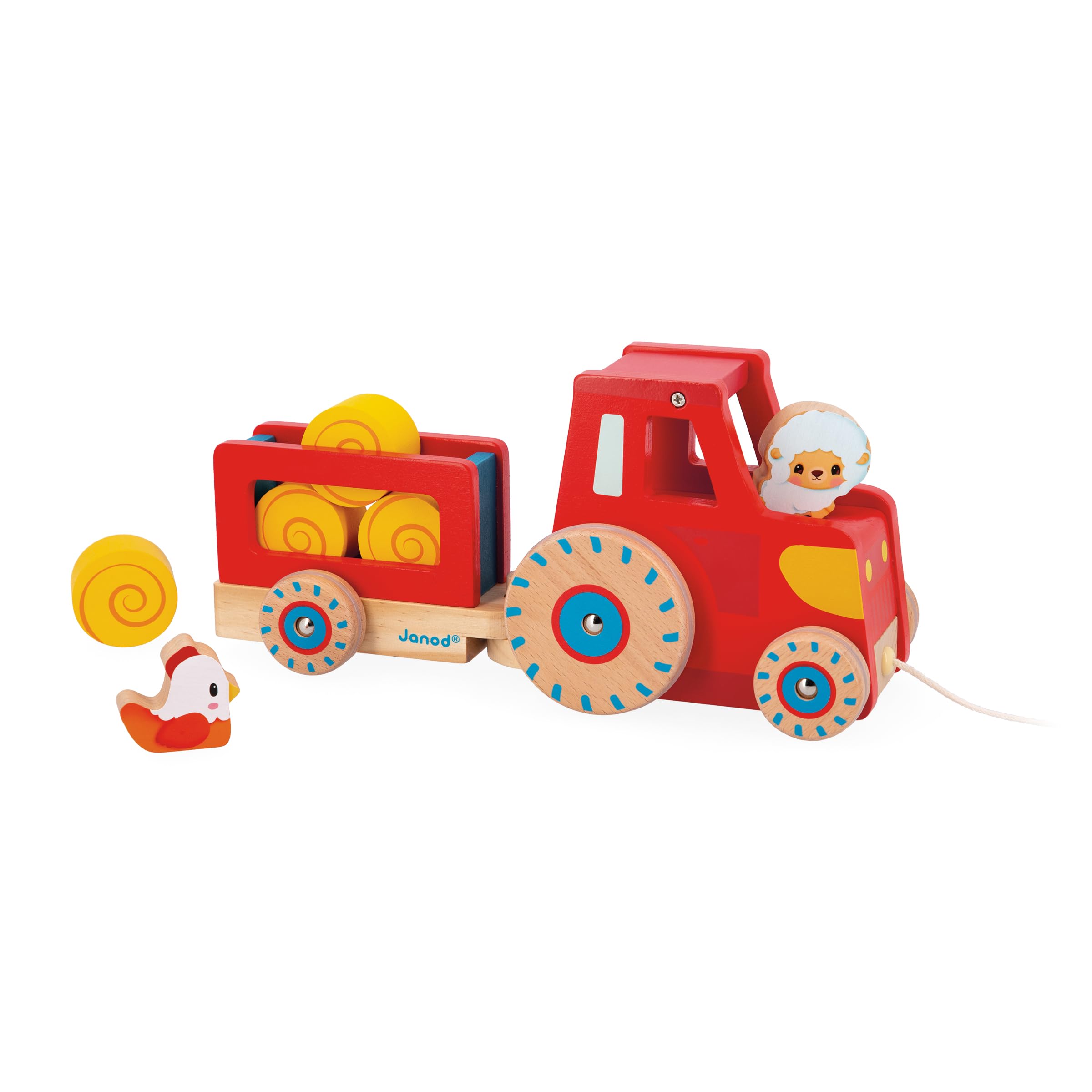 janod-farm-traktor-zum-ziehen-aus-holz image 1