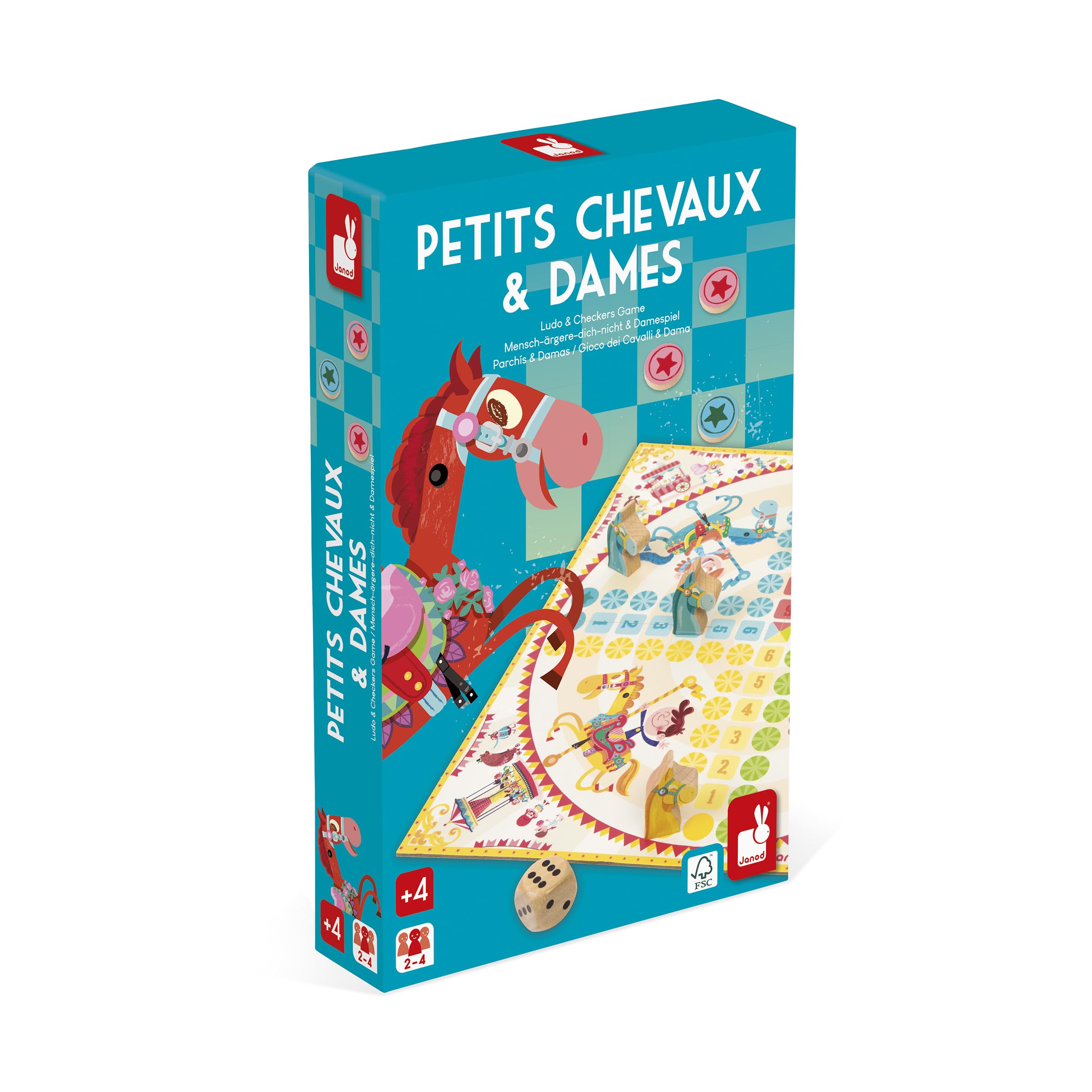 janod-jeu-des-petits-chevaux-dame-2-in-1-holzspiel-ab-4-jahren image 1