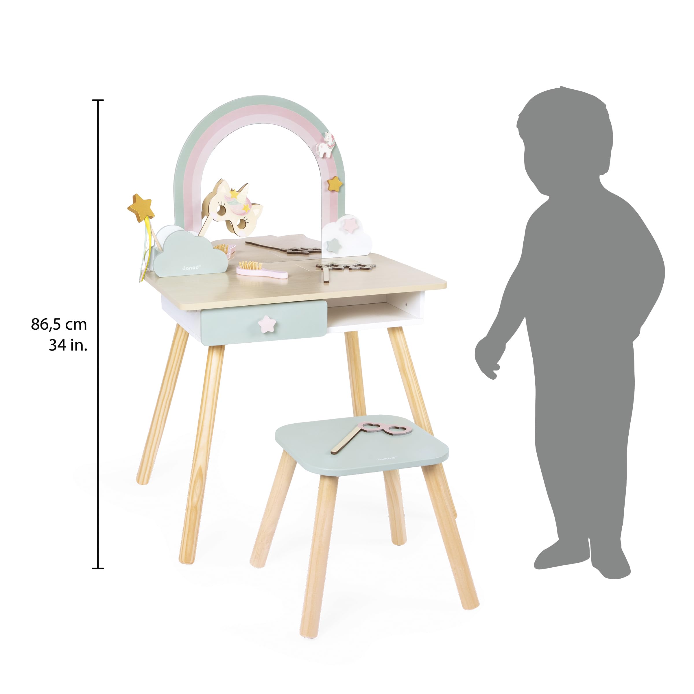 janod-einhorn-frisiertisch-f-r-kinder-mit-spiegel-hocker-und-10-zubeh-r-j06464 image 6