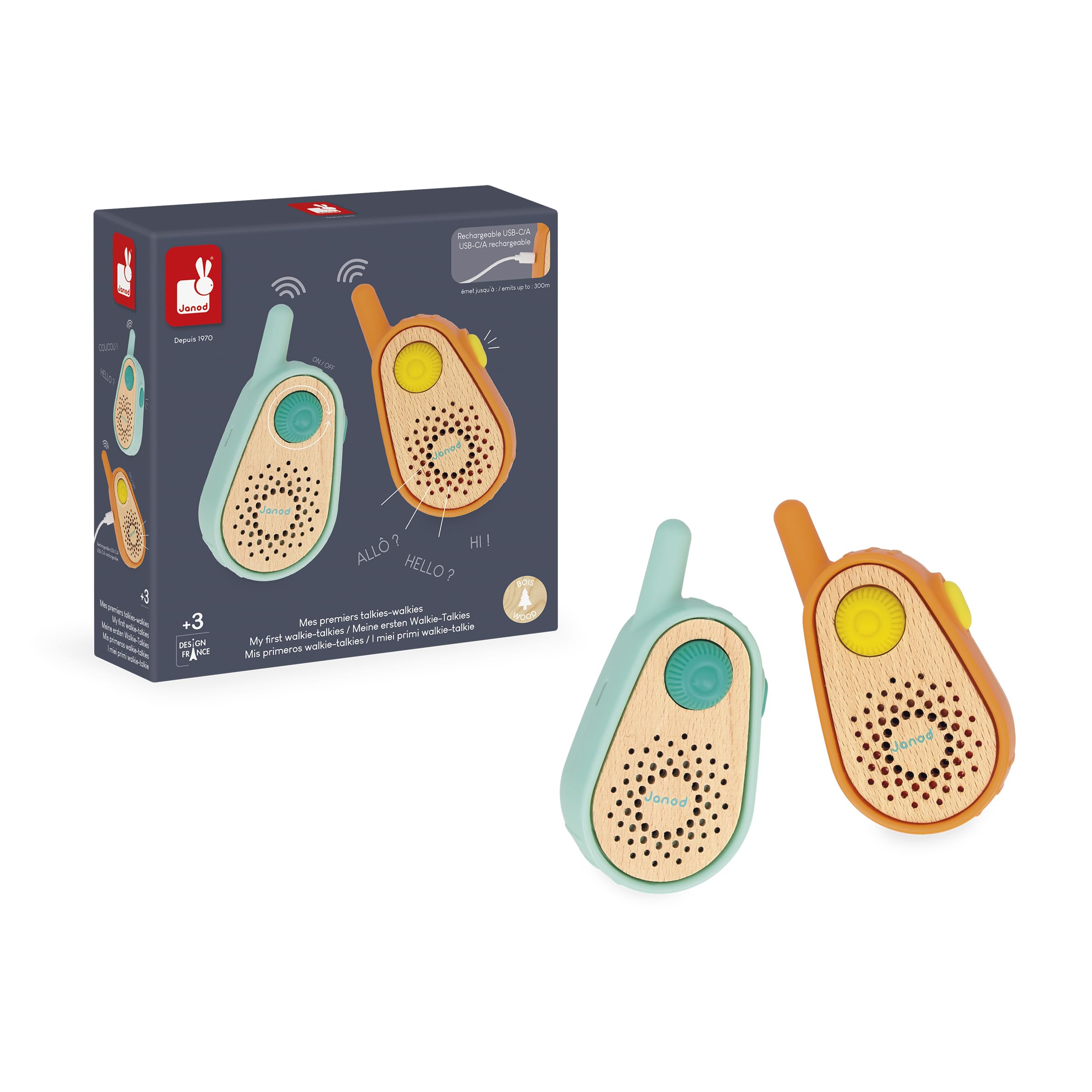 janod-walkie-talkie-kinder-set-2-ger-te-300-m-usb-c-ab-3-jahren image 5