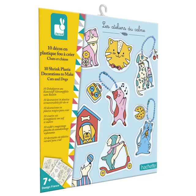 janod-les-ateliers-du-calme-set-mit-10-schrumpffolien-dekos-hunde-katzen image 1