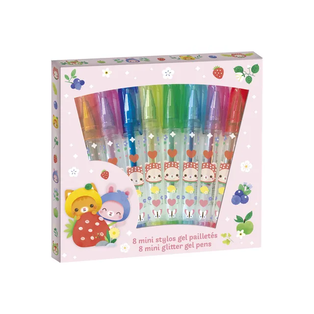 janod-8-mini-glitzer-gelstifte-regenbogenfarben-kawaii-etui-ab-6-jahren image 1