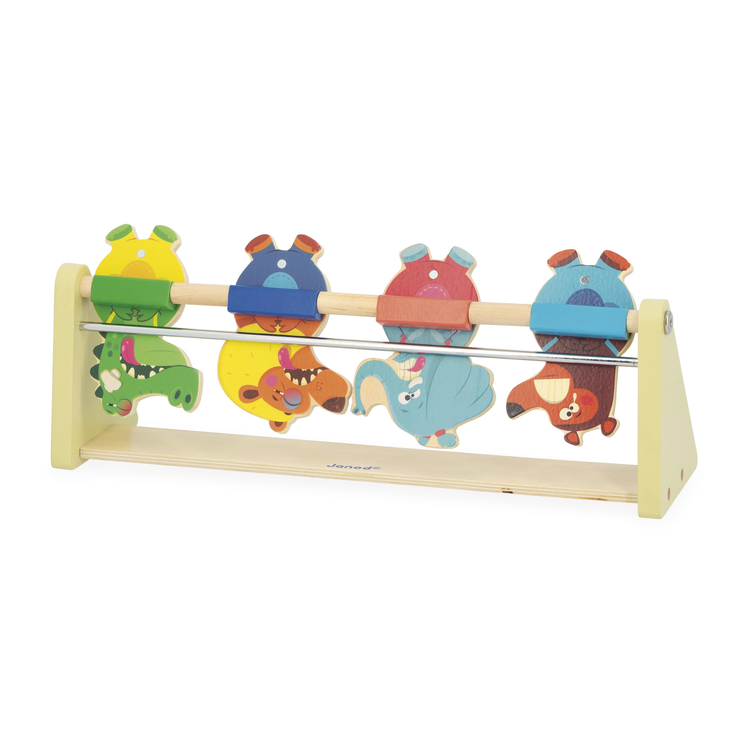 janod-j03372-kinderschie-stand-holz-zielspiel-mit-wurfmaschine-4-figuren image 3