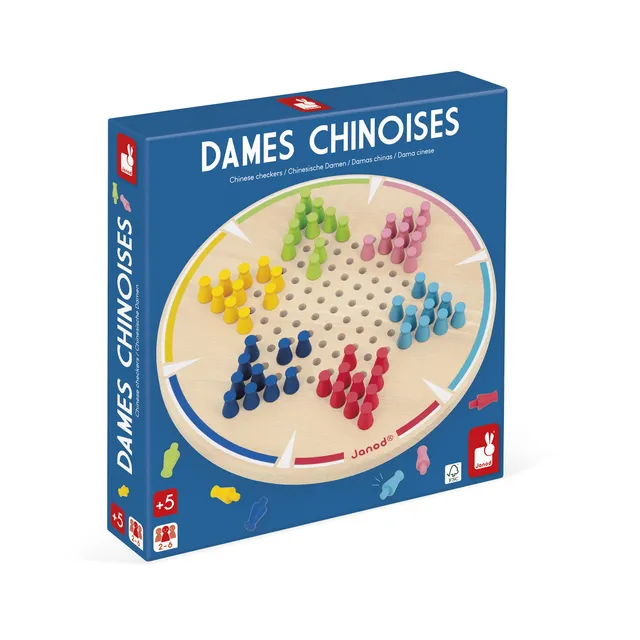 janod-meine-ersten-chinesischen-damen-holz-brettspiel-mit-60-steinen-2-6-spieler image 1