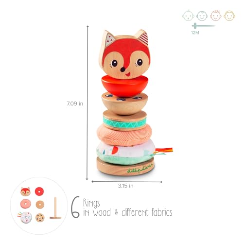 lilliputiens-alice-stapelpyramide-sensorik-stapelspiel-6-teilig-fuchs-ab-12-mona image 8