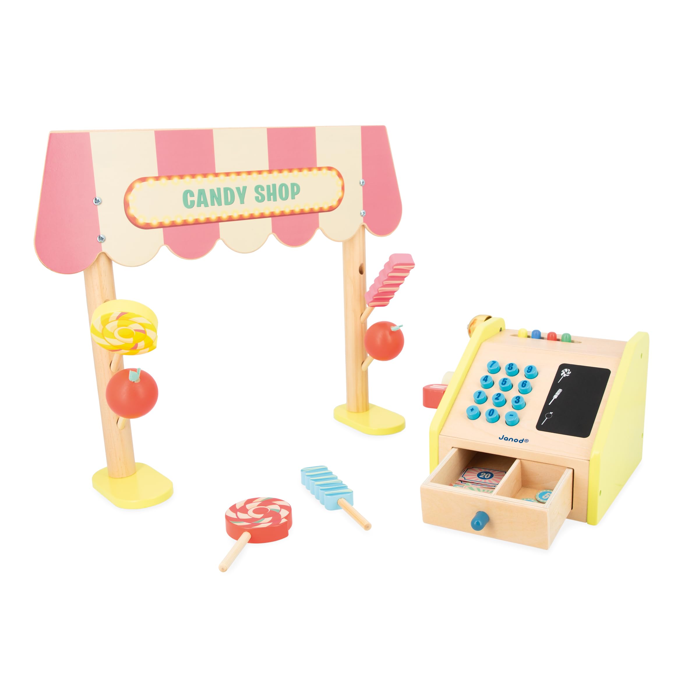 janod-j03350-kinder-kaufladen-applepop-mit-kasse-19-teile-ab-3-jahre image 2