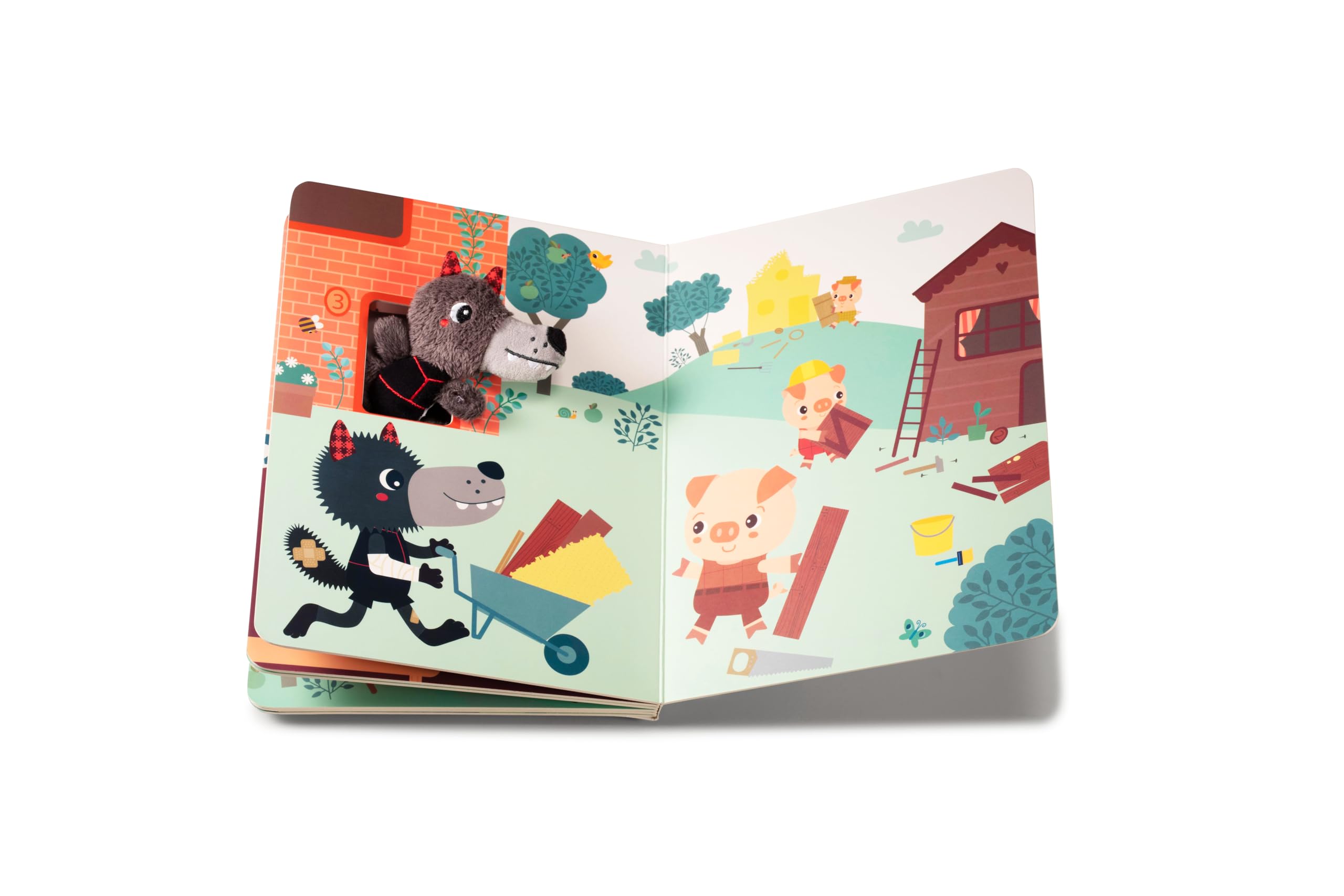 lilliputiens-aufklappbuch-mit-stoffpuppe-wolf-und-drei-kleine-schweinchen-83410 image 4