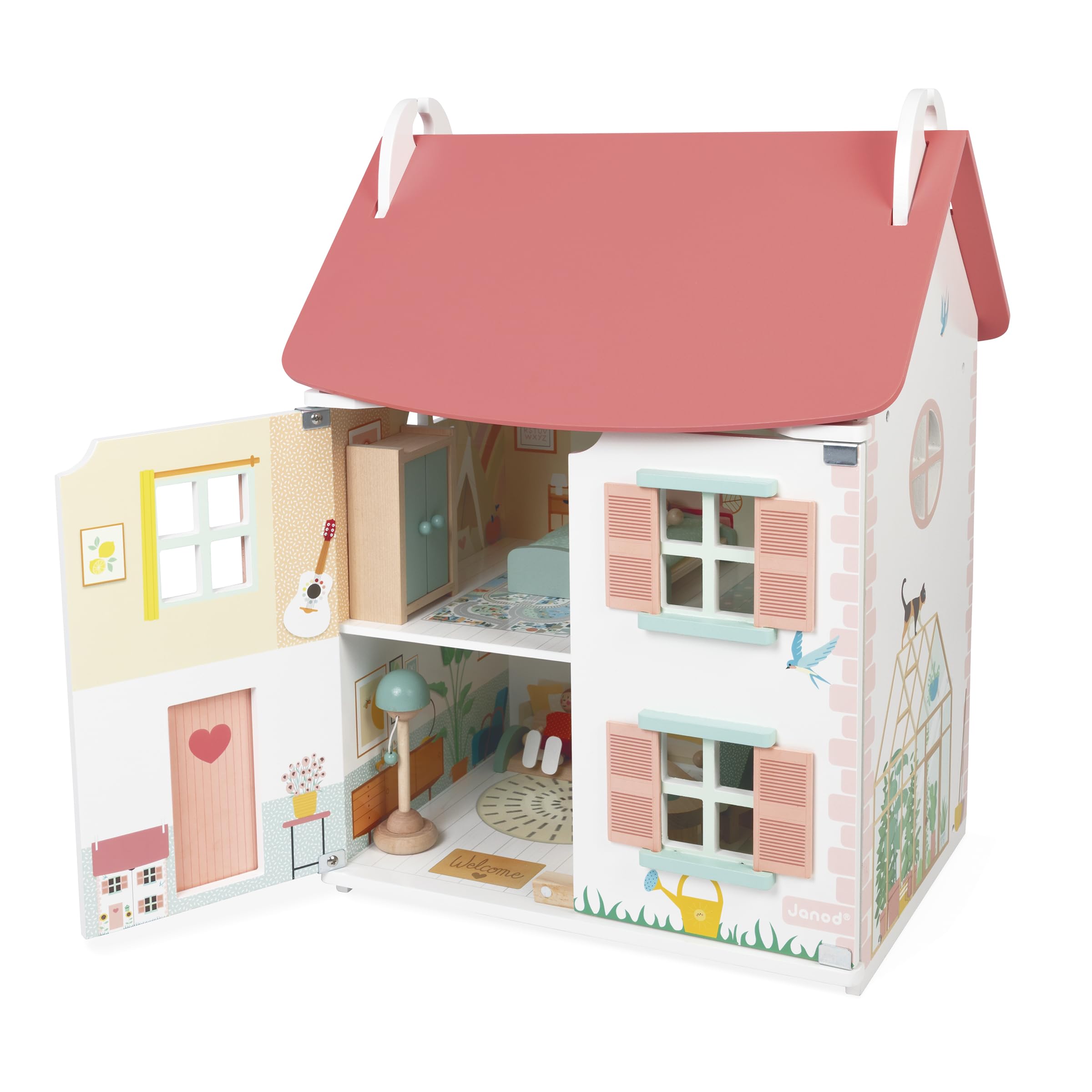 janod-mein-erstes-puppenhaus-aus-holz-3-etagen-15-teilig-ab-3-jahren image 4