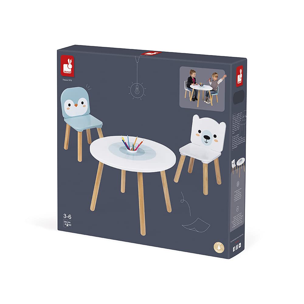 janod-polar-kindertisch-mit-2-st-hlen-eisb-r-und-pinguin image 8
