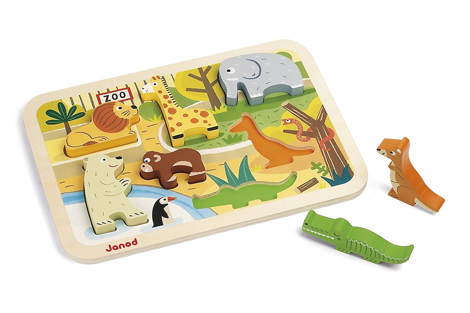 janod-chunky-puzzle-zoo-holz-steckpuzzle-mit-7-tieren image 2