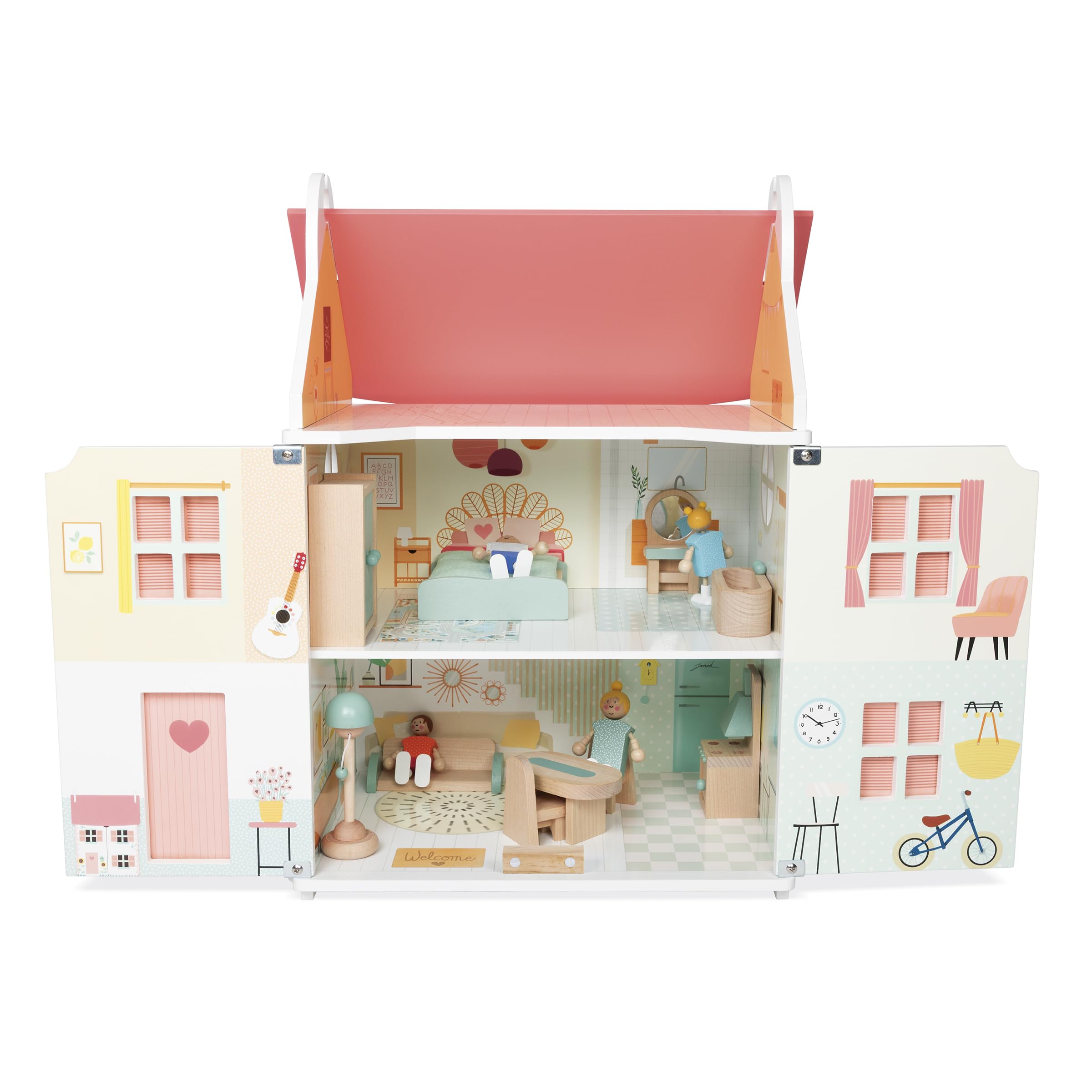 janod-mein-erstes-puppenhaus-aus-holz-3-etagen-15-teilig-ab-3-jahren image 3