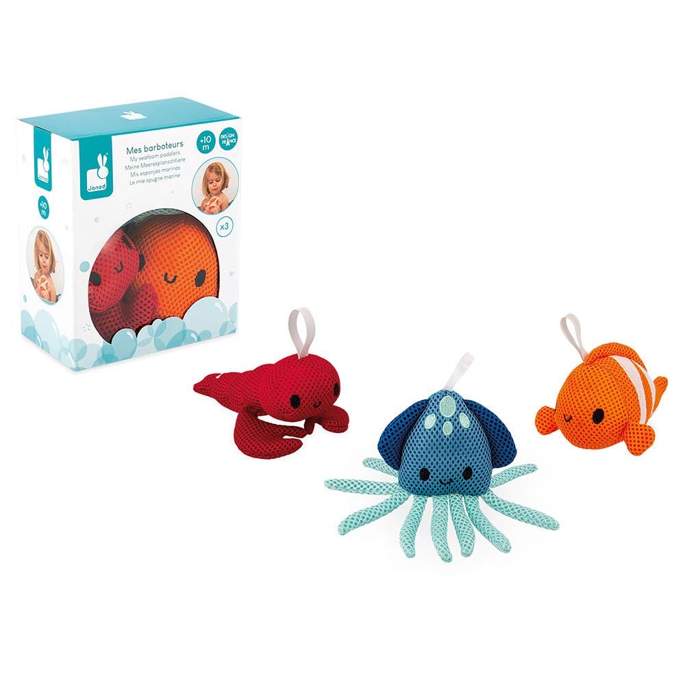 janod-badespielzeug-waschen-lernen-j04731-hummer-clownfisch-stofftintenfisch image 2