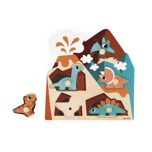 janod-holzpuzzle-mit-ger-uschen-dino-5-teile-ab-18-monaten image 1