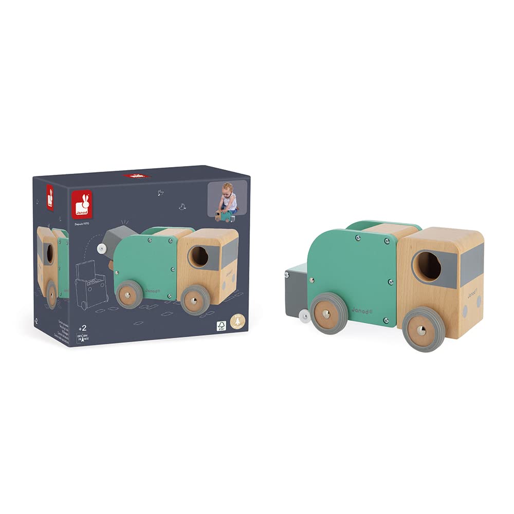 janod-bolid-m-llwagen-aus-holz-j04633-gr-n-22-cm-fahrzeug-ab-2-jahre image 2