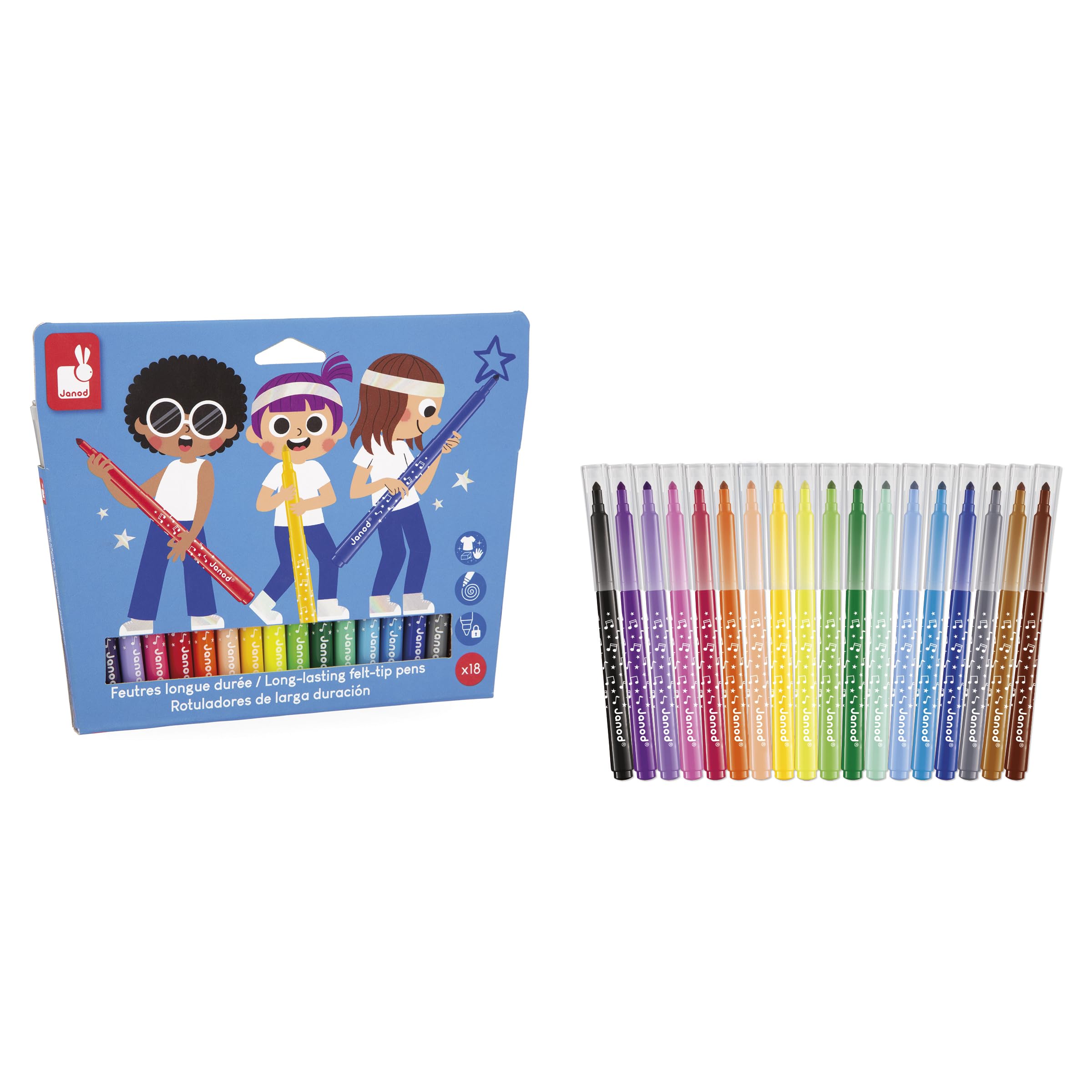 janod-j07407-filzstifte-set-18-farben-abwaschbar-mit-konischer-spitze-ab-3-jahre image 6