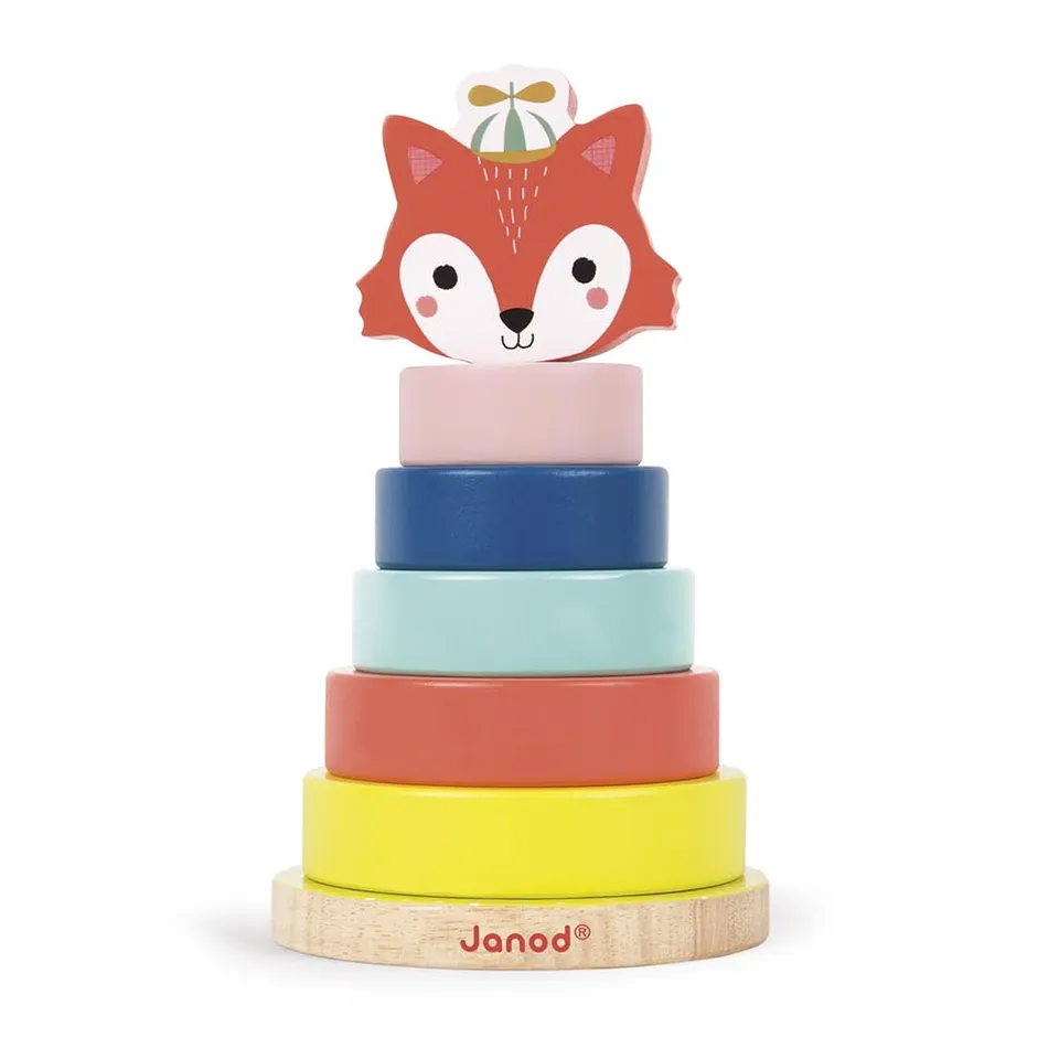 janod-baby-forest-j08014-holz-stapelspiel-fuchs-ab-1-jahr image 1