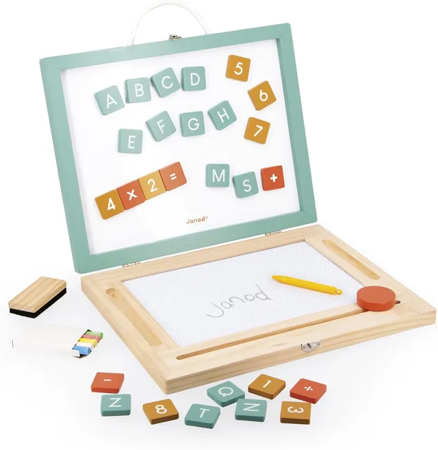 janod-kindertafel-holz-4-in-1-koffer-set-49-teile-j09626 image 1